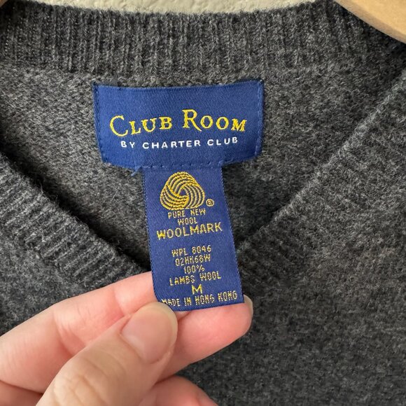 Vintage Charter Club Dark Gray Lambs Wool Sweater Vest Size Medium - Picture 4 of 7